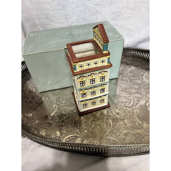 NIB! PartyLite Cafe Amsterdam Tealight House 2 Pc P8275 Hand Painted Porcelain - Picture 7 of 8